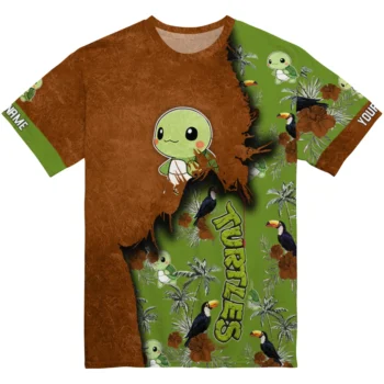 turtle logo 3d tshirt customized tropical scene green best selling.webp