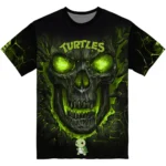 turtle logo 3d tshirt fiery skull green black best selling.webp