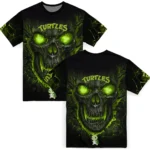turtle logo 3d tshirt fiery skull green black best selling.webp