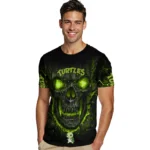 turtle logo 3d tshirt fiery skull green black best selling.webp