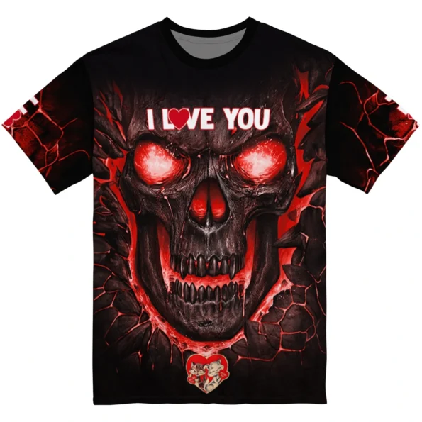 youre so pretty 3d tshirt fiery skull red black best selling.webp